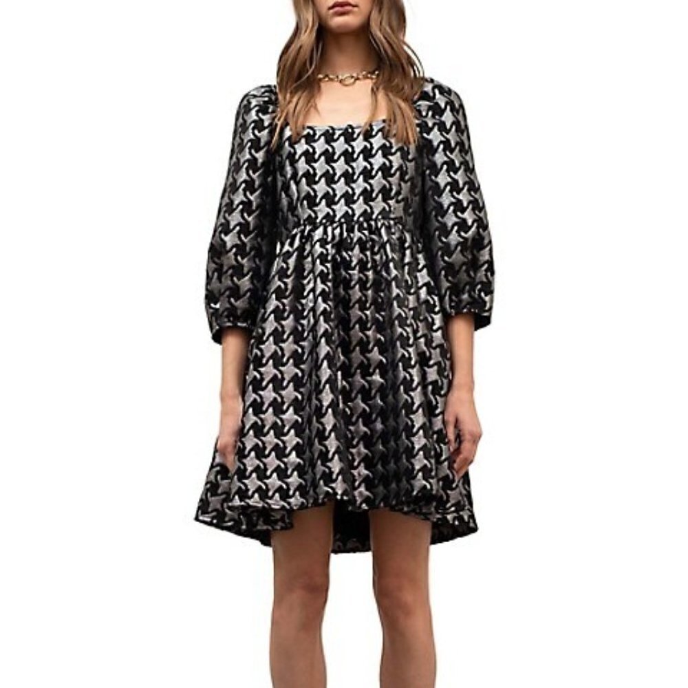 NWT Moon River Squareneck Puff-Sleeve Dress Size M